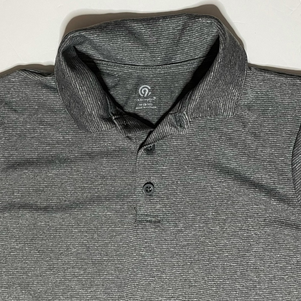 Champion Gray Pinstripe Active Wear Polo Shirt - Picture 6 of 11